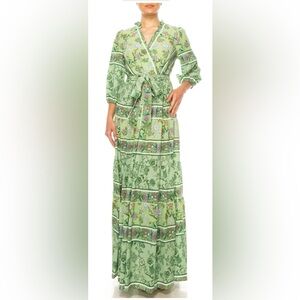 Maison Tara Faux Wrap Floral Maxi Dress